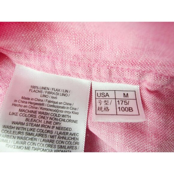 Brooks Brothers Size Medium Pink All Irish Linen Short Sleeve Button Down Shirt - Picture 6 of 10